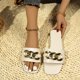 thumbnail image 2 of Sandalias de Deslizamiento de las Mujeres una Correa de la Cadena de Oro Mulas, Sandalias de las Mujeres Cómodas Casual Playa Verano, 2 of 9