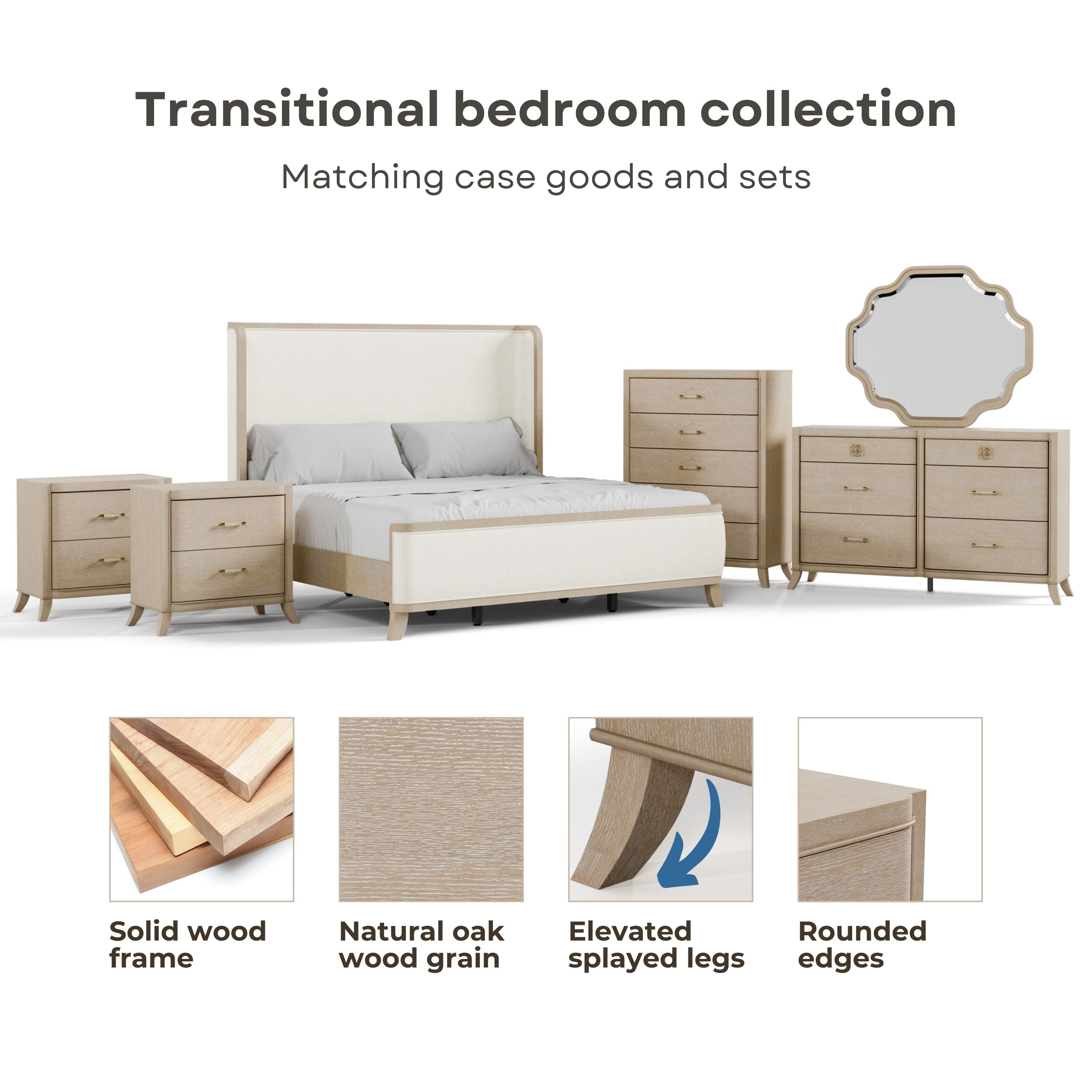Furniture of America Enmi 6-Drawer Solid Wood Adult Bedroom Dresser, Natural Oak