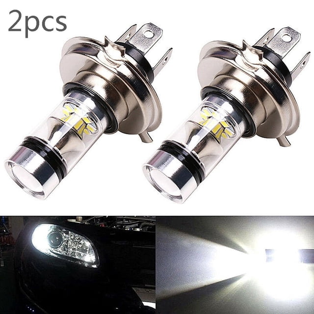2pcs 100W H4 Super Bright 20LED Led Car Daytime Running Driving Fog Light Lamp 8000K Driving Headlight High Low Beam Bulbs