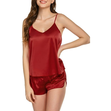 

Womens Sexy Sleepwear Lingerie Satin Pajamas Cami Shorts Set Nightwear S-XL