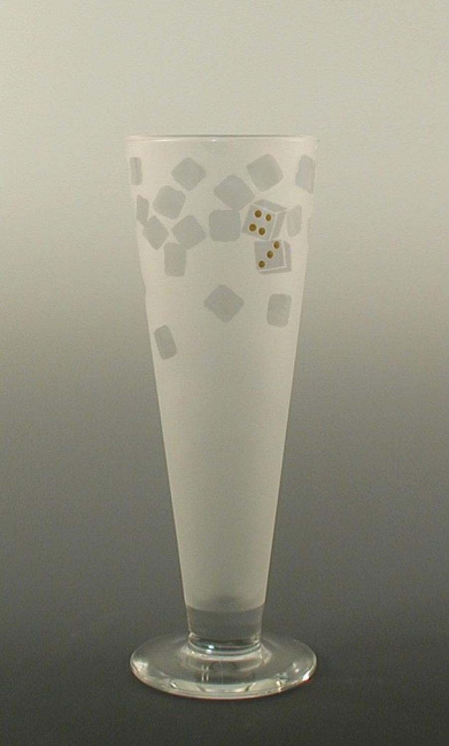 Set of 4 Nice Dice Etched Pilsner Beer Drinking Glasses 16 ounces