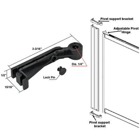 Replacement Pivot Support Bracket With Lock Pin For Framed Swing Shower Doors