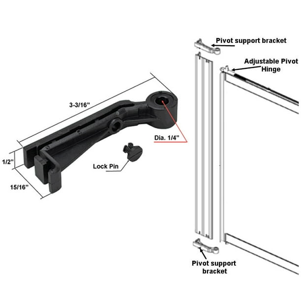 Replacement Pivot Support Bracket with Lock Pin for Framed Swing Shower
