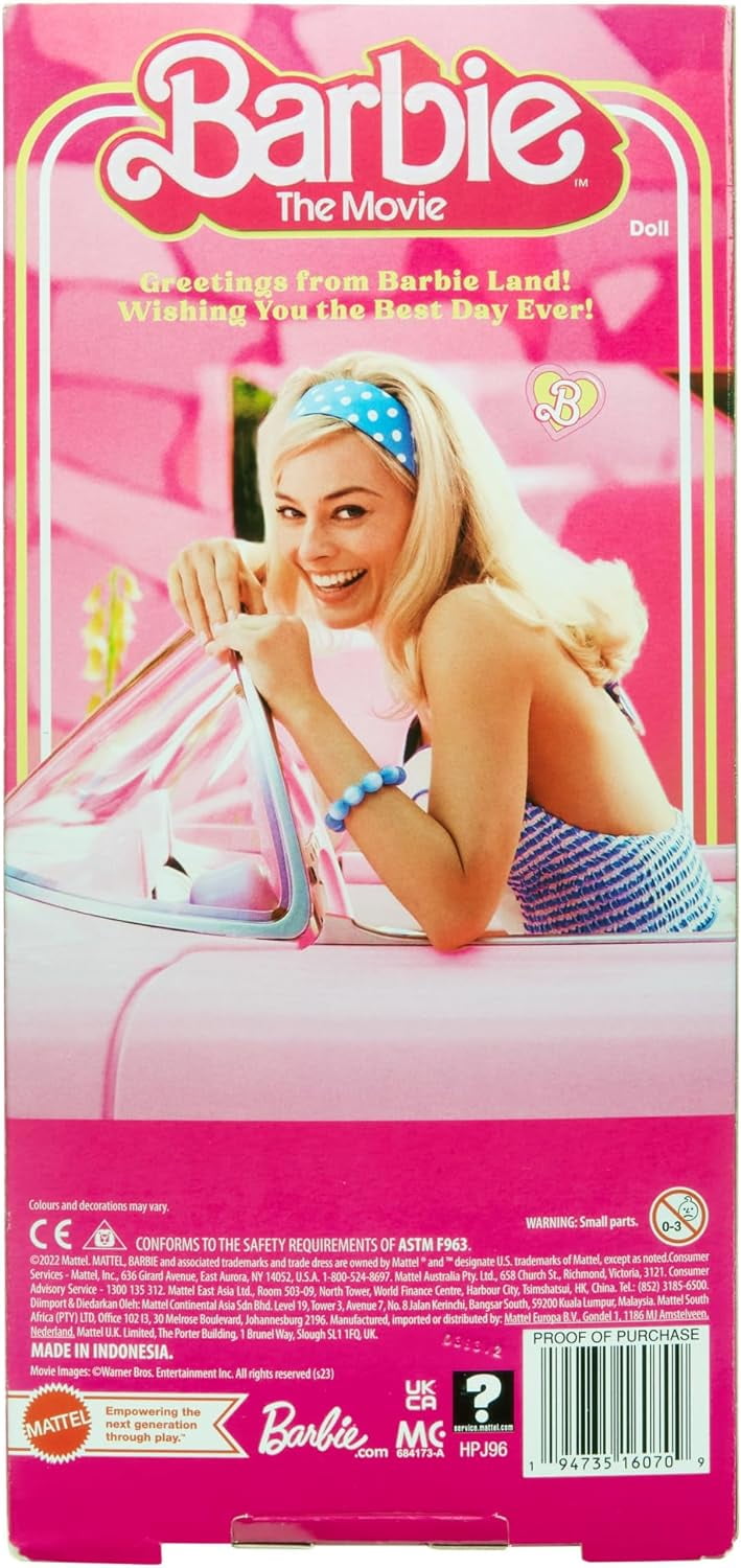 Barbie Doll Margot Wearing Pink and White Gingham Dress Bundled with Magazine