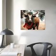 thumbnail image 5 of Orinice  highland cattle Canvas Wall Art animal Art  Horned Cow Wearing Aesthetic cute Print  Wall Decor Pictures for bedroom Living Room unframed20''X16'' 20x16in, 5 of 5