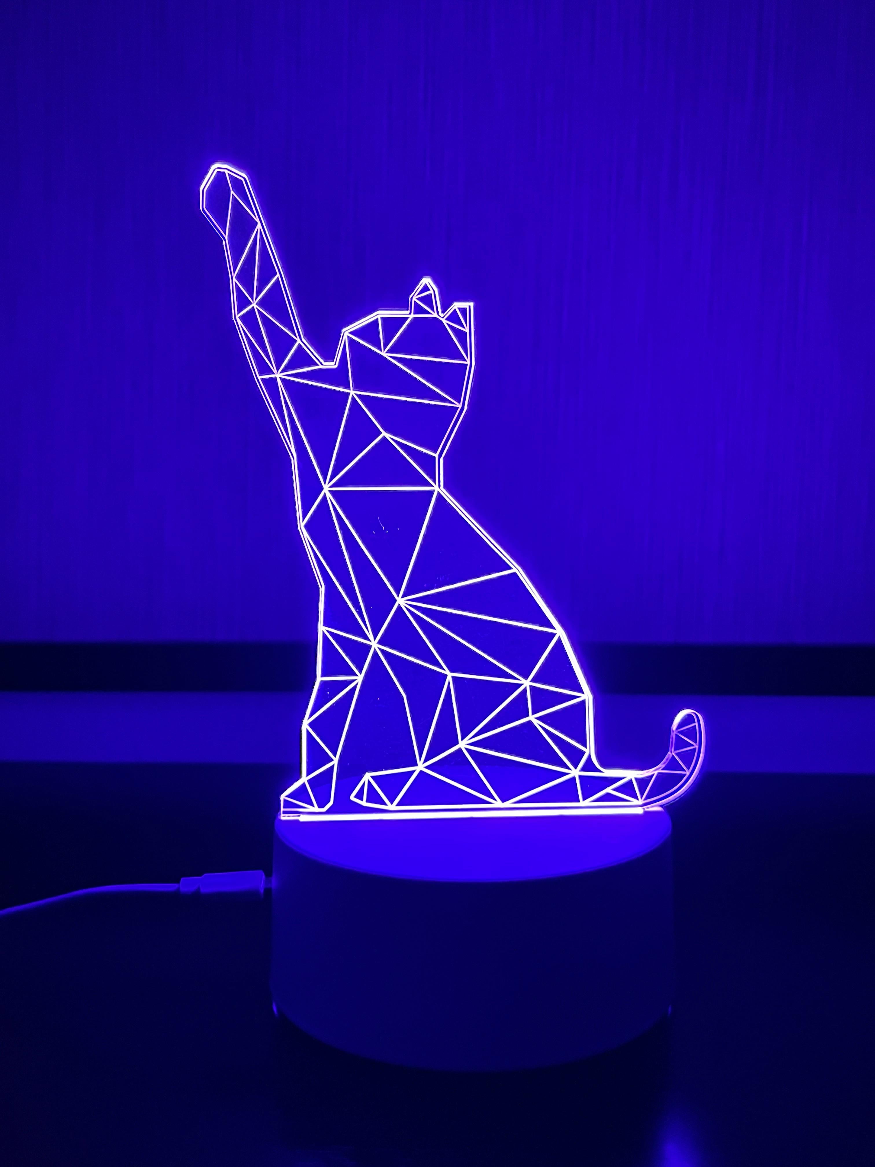 3D LED Geometric Cat Night Light Lamp