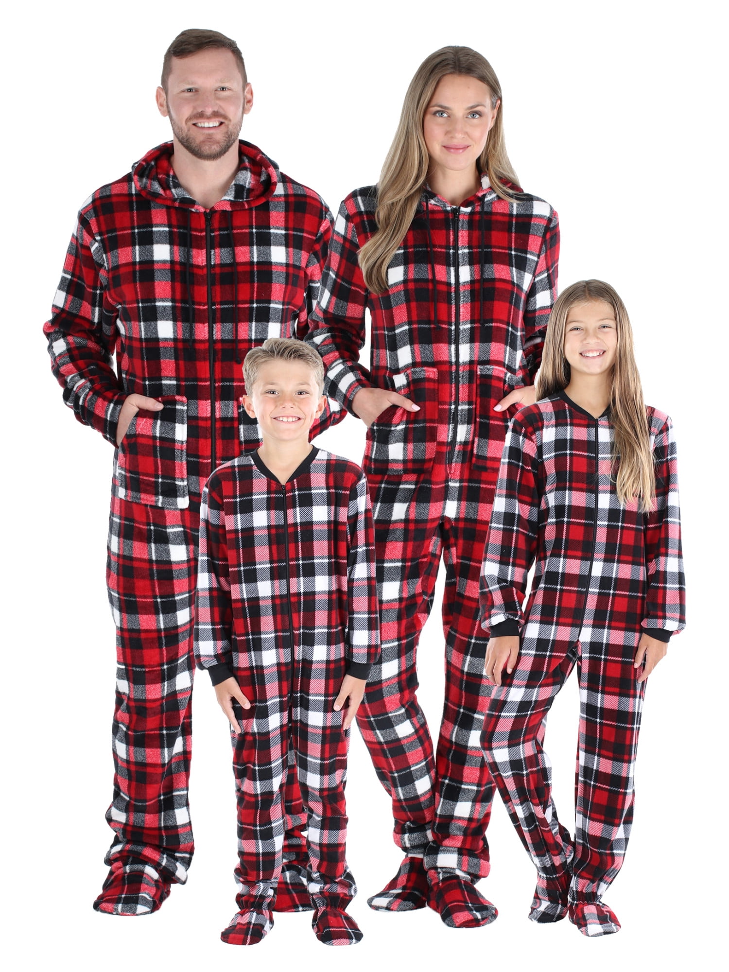 SleepytimePJs Family Matching Fleece Hooded Footed Onesie Pajamas 