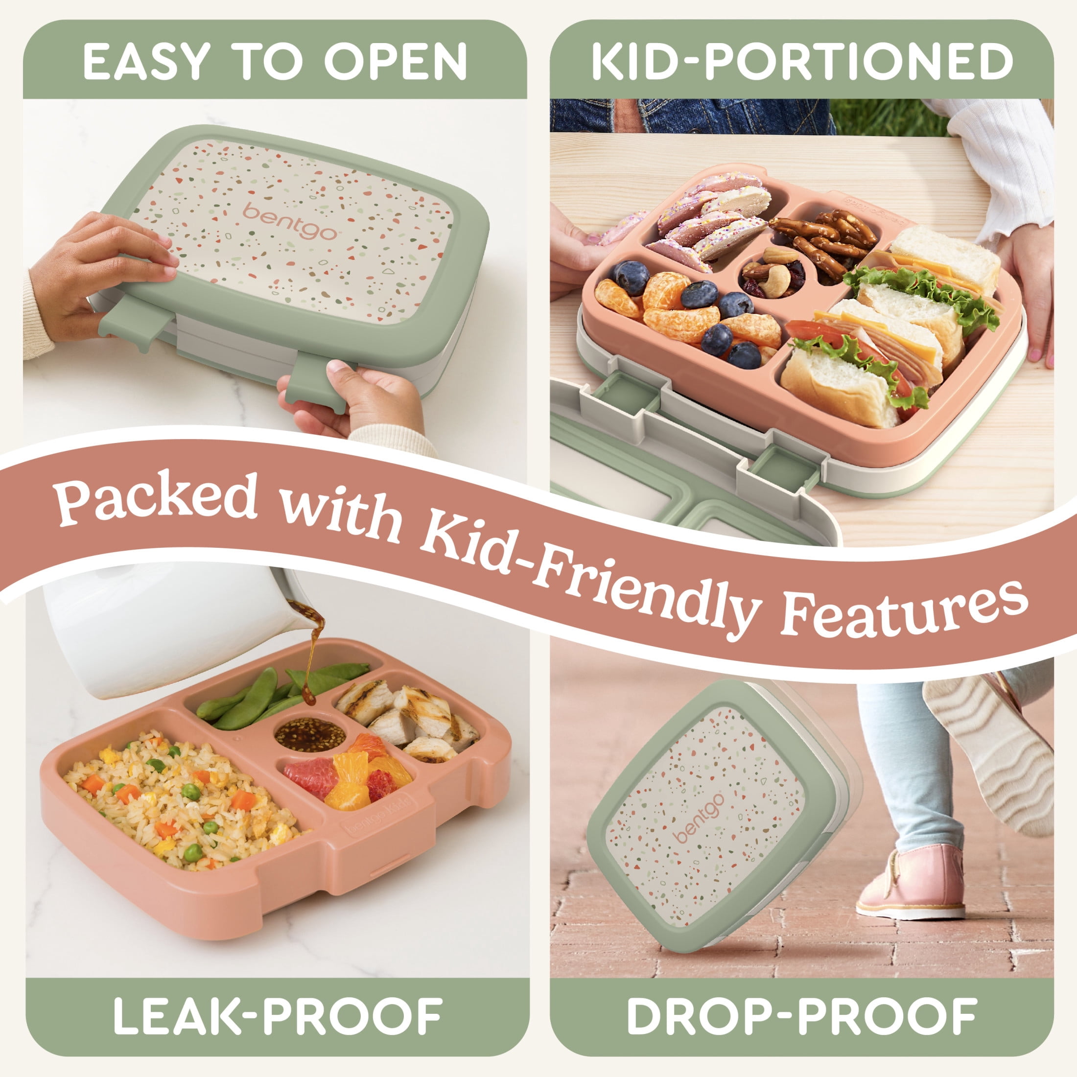 Bentgo Kids 5-Compartment Leak-Proof Bento-Style Lunch Box (Whimsy & Wonder Collection) - Ideal for Ages 3-7, Drop-Proof & Durable, Dishwasher Safe, & Made with BPA-Free Materials (Geo Speckle)