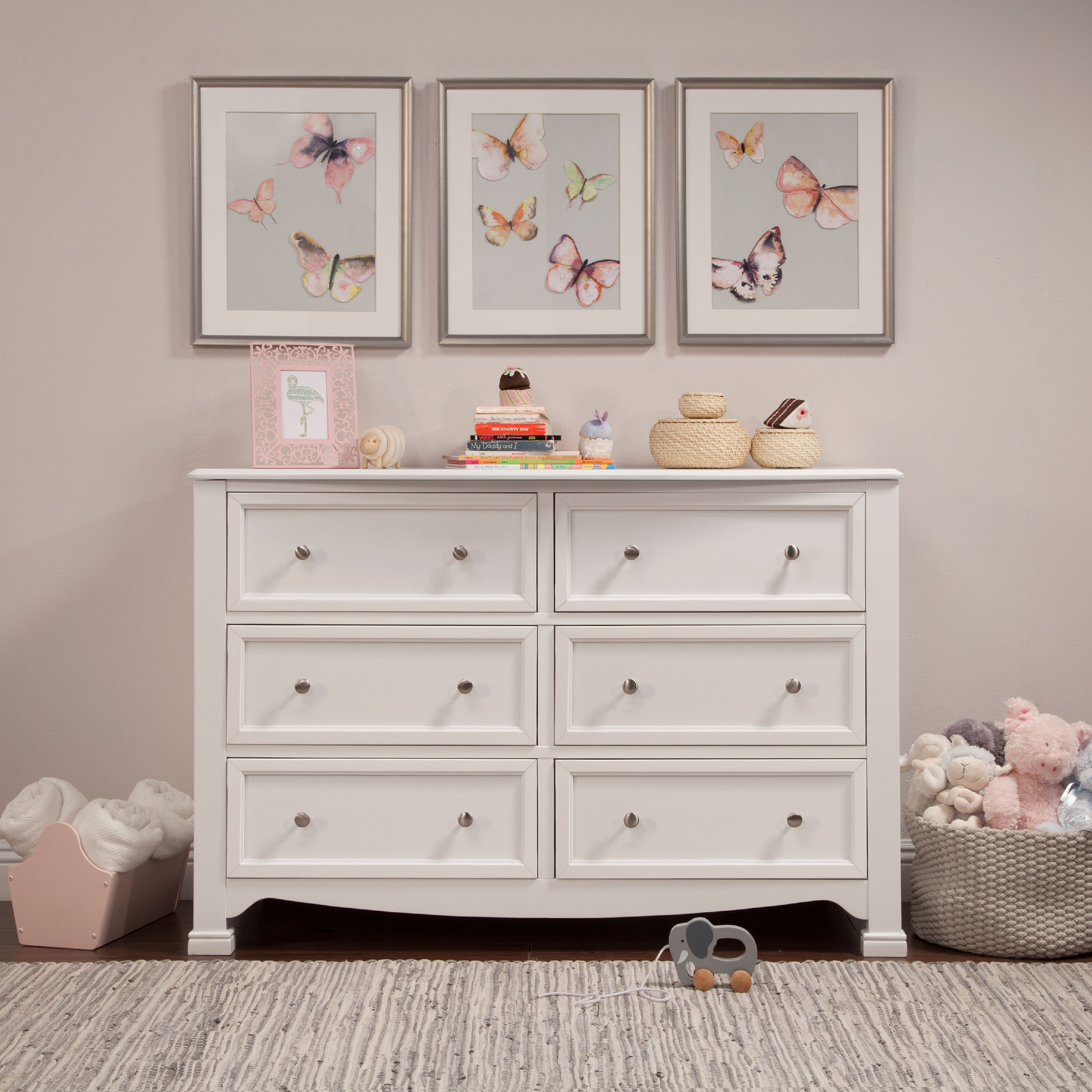 Davinci Kalani 6 Drawer Double Wide Dresser In White Finish Walmart Com Walmart Com