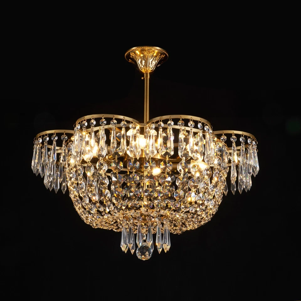 LUOLAX 23.6" Luxury Crystal Chandelier 6-Light Ceiling Fixtures Pendant Lamp Lighting