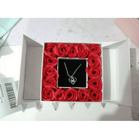 Romantic gift for her- Rose Jewelry Box with Necklace – Perfect Valentine's Day Gift for Her