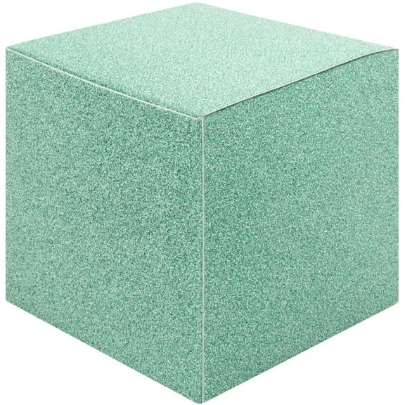 Koyal Wholesale Diamond Blue  Glitter Gift Favor Tuck Boxes, 3" Cube Favor Box, Bulk 50-Pack, Party Favor Gift Box