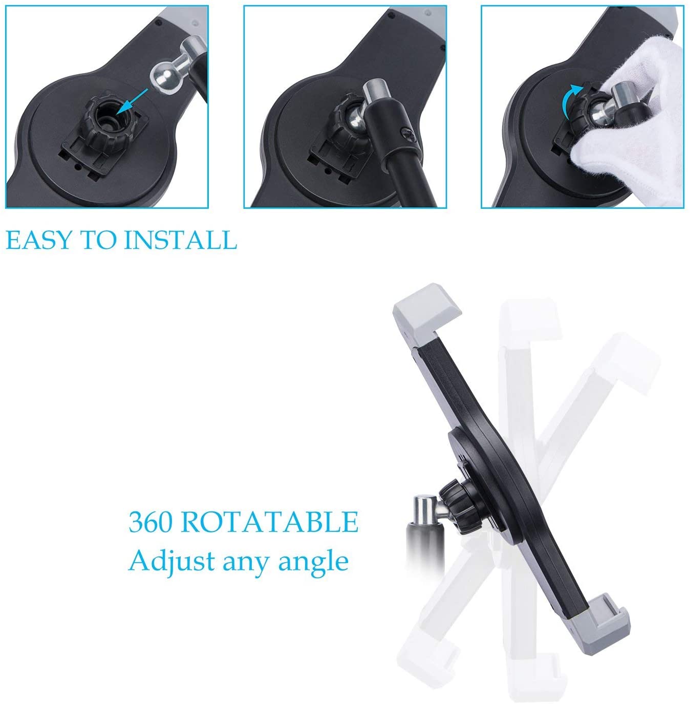 Trépied Téléphone Portable à Bras Long - Pivot 360°, Fixation Table/Lit - Pour Streaming, Vidéo - 7