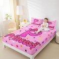 thumbnail image 4 of spefrowx Glitter Princess Letter P Print Bed Sheets for Girls, Pink Star Bow Full Size Sheets, 4 Pieces, 1 Flat Sheet, 1 Fitted Sheet and 2 Pillowcases, 4 of 6