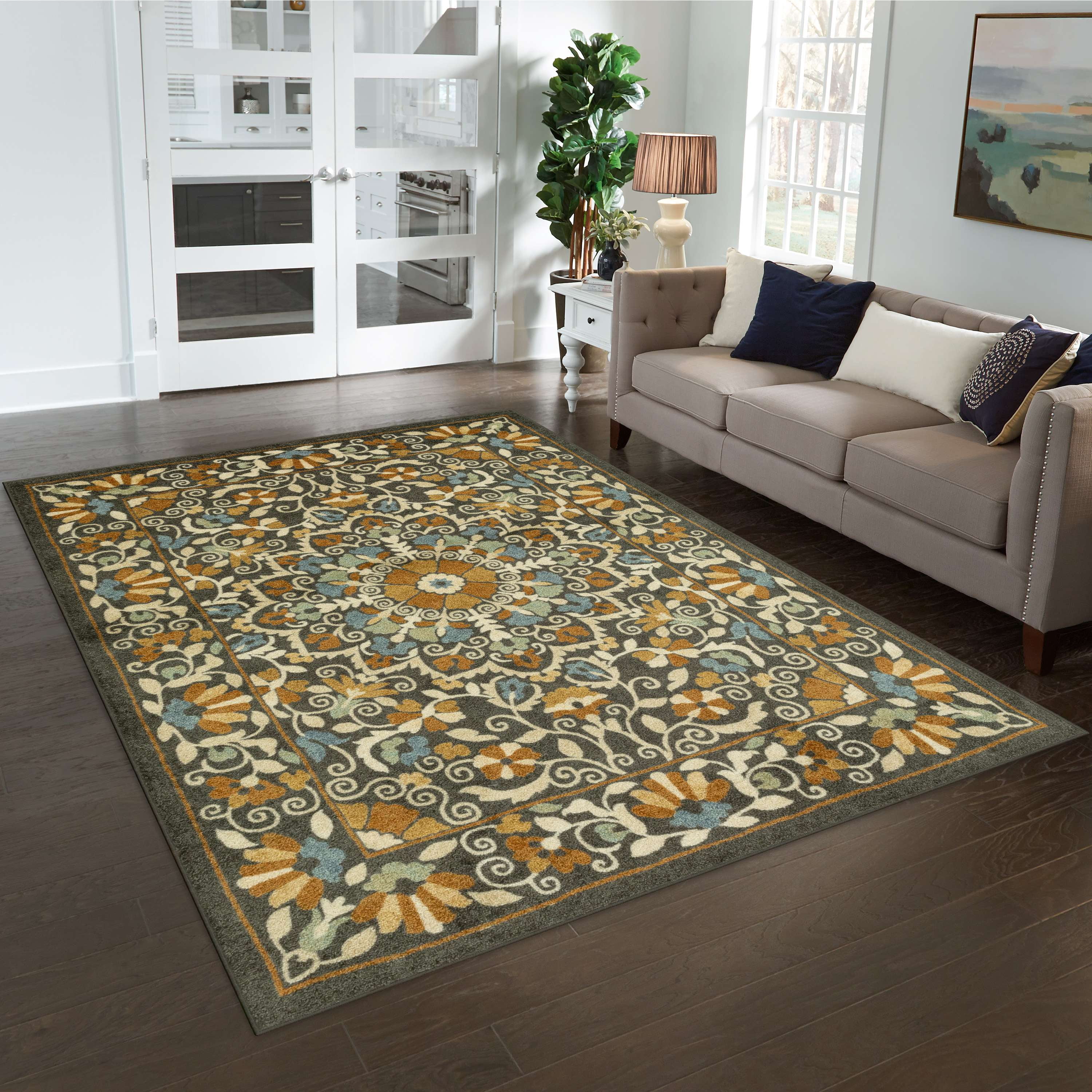 Mainstays Bright Persian Medallion Rust Multicolor Indoor Area Rug, 7' x 10'