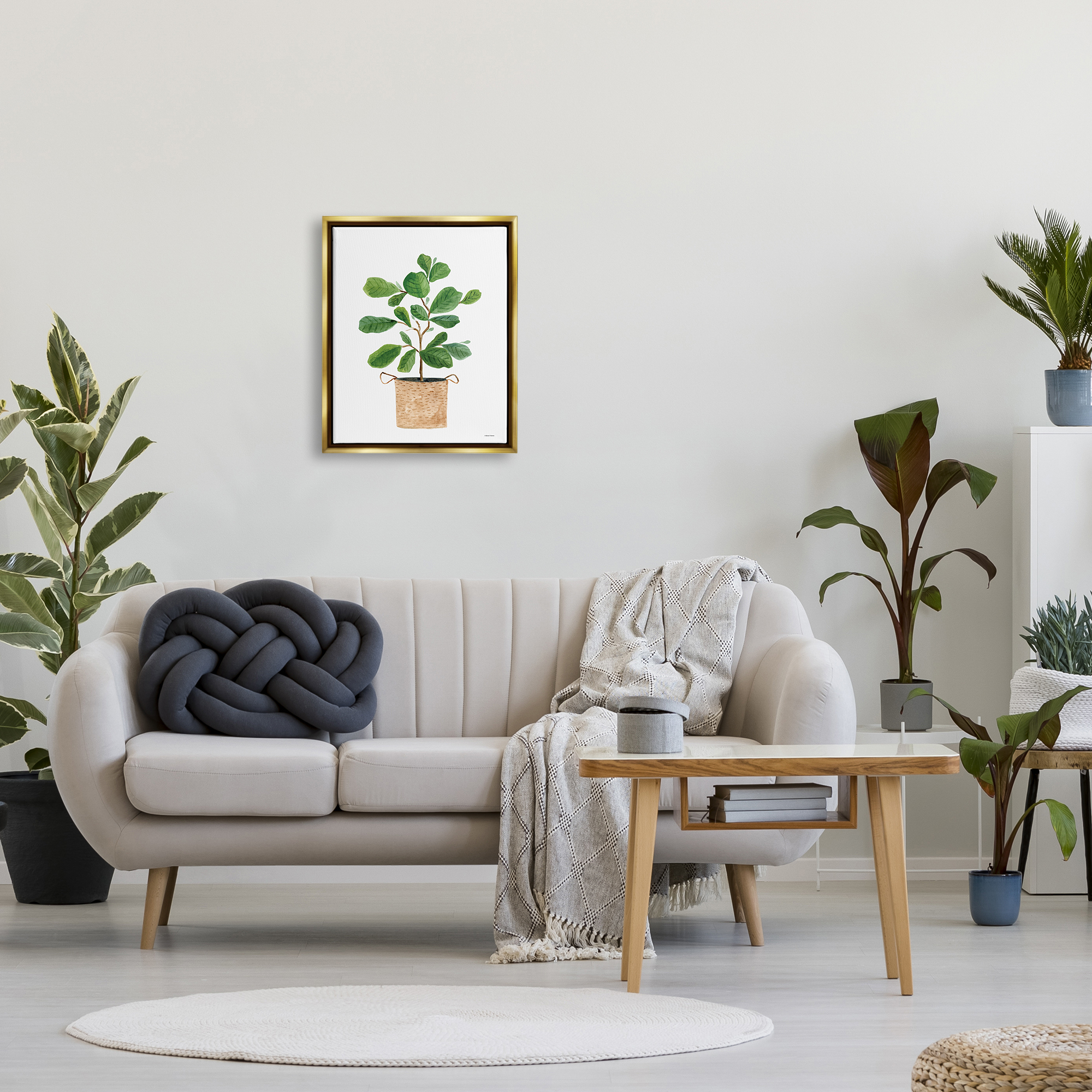Stupell Casual House Plant Botanicals Botanical & Floral Painting Gold Floater Framed Art Print Wall Art
