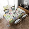 thumbnail image 4 of Sage Green Easter Rectangle Tablecloth, Spring Watercolor Bunny Eggs Flower Plaid Waterproof & StainResistant Tablecloth, Washable Oil-proof Table Cover for Dining/Party/Wedding/Buffet 52x70 In, 4 of 9