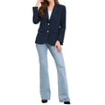 thumbnail image 2 of INSPIRE CHIC Women's Blazer Notched Lapel Long Sleeve Single Breasted Work Suit Jackets S Dark Blue, 2 of 6