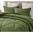 thumbnail image 3 of Chezmoi Collection Rory Olive Green Comforter Set King Size 3-Piece Fluffy Soft Lightweight Bedding Triangle Quilted Stone-Washed Microfiber Comforter Set for All Season, 3 of 9