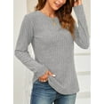 thumbnail image 4 of Fancyglim Sweaters for Women Long Sleeve Crew Neck Shirts Casual Loose Fall Tunic Tops Pullover Light Gray S, 4 of 8
