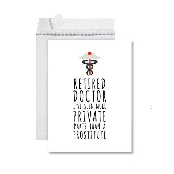 Koyal Wholesale Funny Jumbo Retirement Card With Envelope , Greeting Card, Retired Doctor Seen More Private Parts