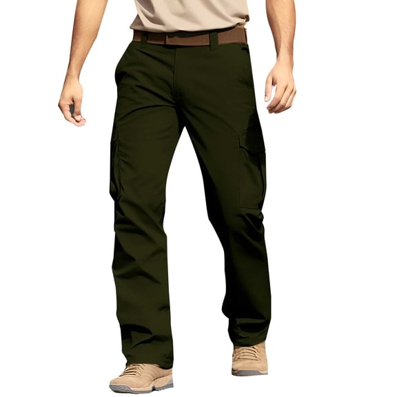Awwp Mens Pants, Cargo Hiking Pants Plain Comfort Wearable Casual Daily Pants for Men Green L