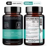 Vitamin K2 Mk7 100 mcg Vegan 60 Capsules by PhiNaturals - Bone Health Heart Cardiovascular Arteries - Vit k-2 MK-7 100mcg Supplement from Natto