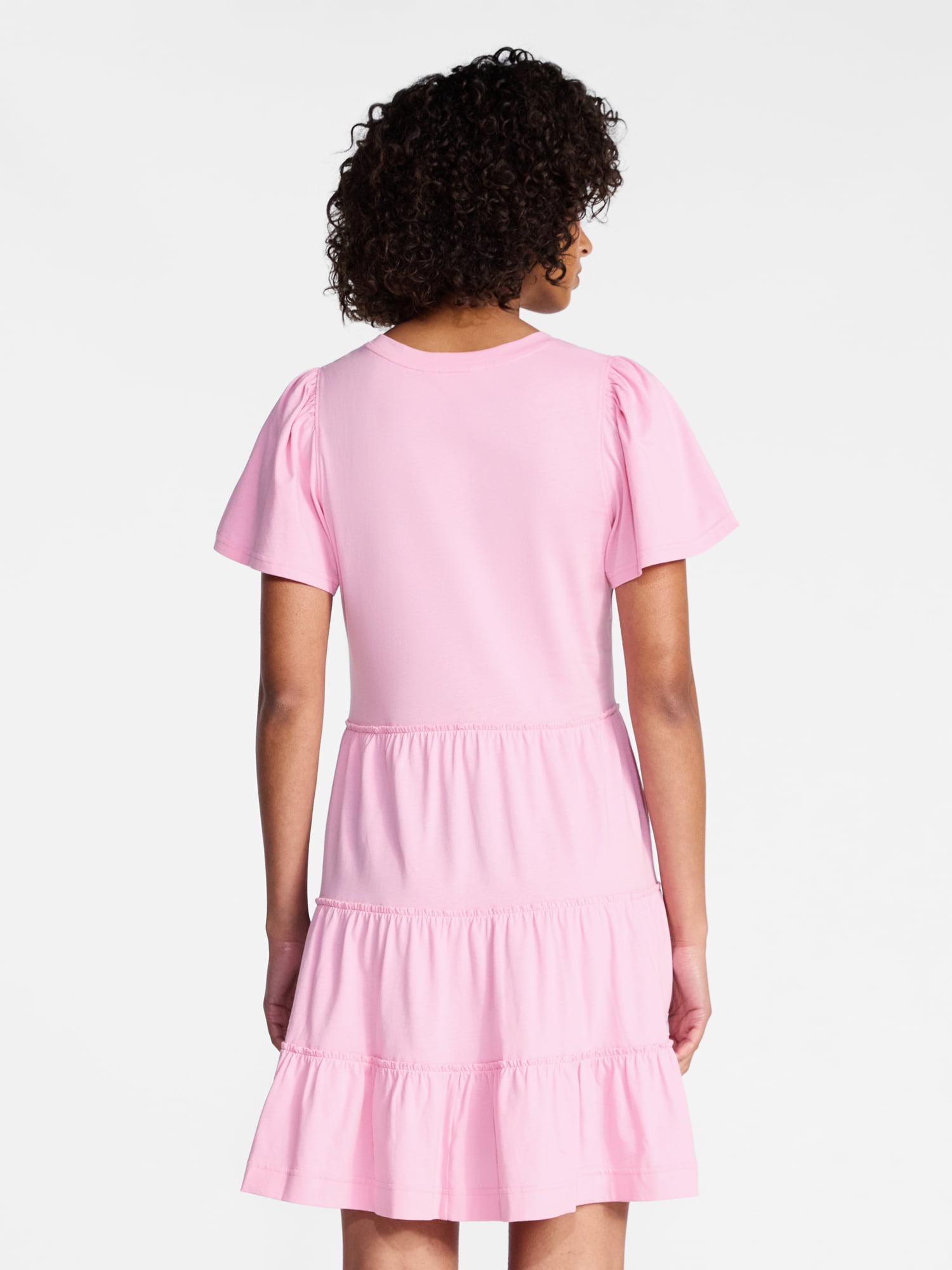 Time and Tru Women's and Women’s Plus Cotton Swing Dress with Short Sleeves, Sizes XS-4X