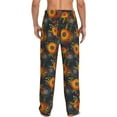 thumbnail image 3 of Uemuo Sunflowers Pattern Men's Wide Leg Palazzo Lounge Pants with Pockets Light Weight Loose Comfy Casual Pajama Pants-Small, 3 of 9