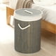 thumbnail image 5 of Cesta plegable para la colada, cesta para la compra, Cubo de almacenamiento de ropa sucia de gran capacidad de bambú para el hogar, 1,0 gris redondo, 5 of 10