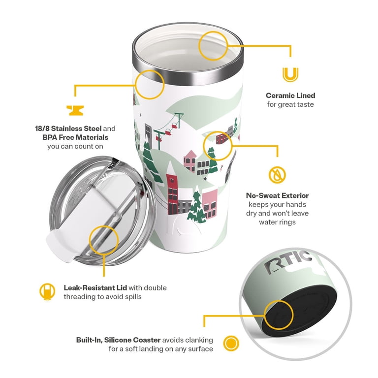RTIC 20 oz Ceramic Lined Insulated Essential Tumbler, Leak