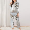 thumbnail image 2 of Honeii White Reindeer Portrait Print Women's Pajama Sets Long Sleeve Button Down Sleepwear Nightwear Soft Pjs Lounge Sets 2PCS-Medium, 2 of 7
