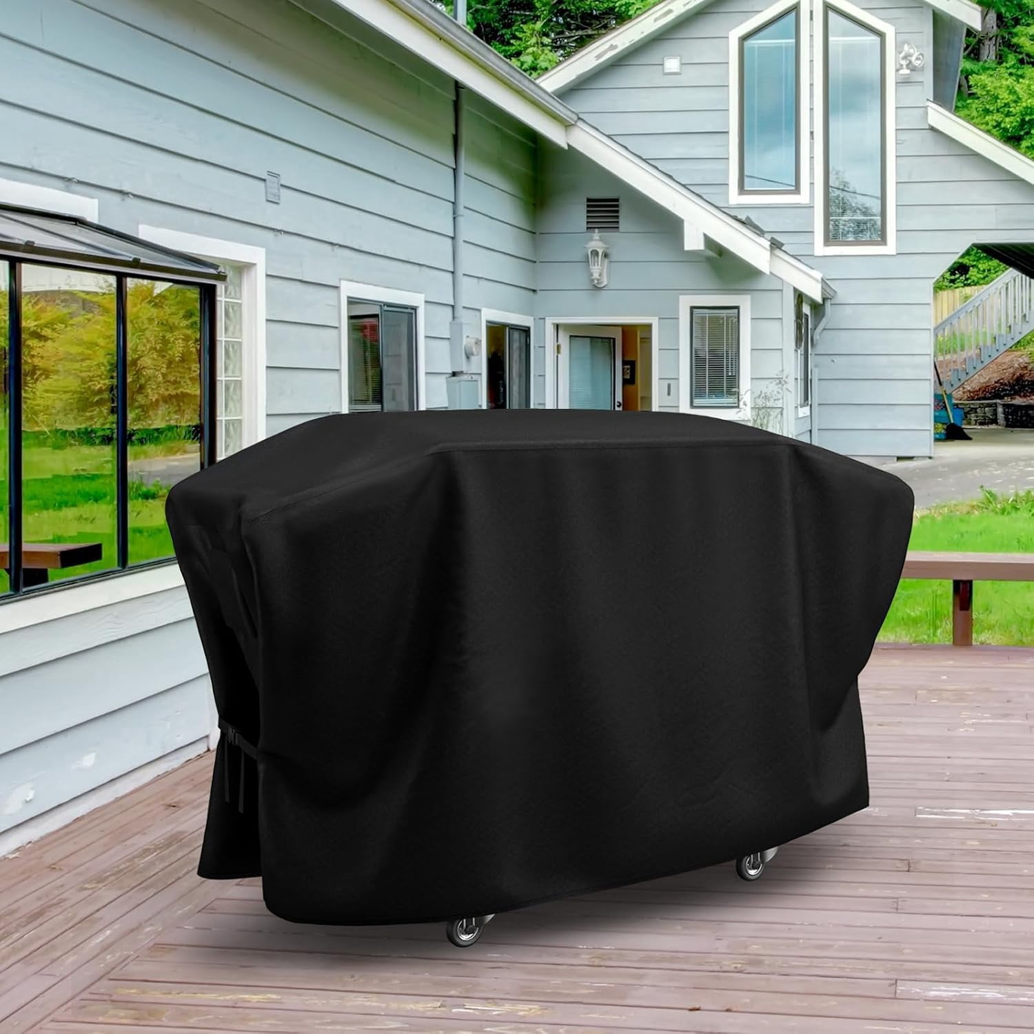Griddle Cover for Blackstone 28 Inch Griddle with Hood, Heavy Duty Waterproof 5483 Premium Flat Top Gas Grill Cover with Large Air Vent and Click-Close Straps, Black