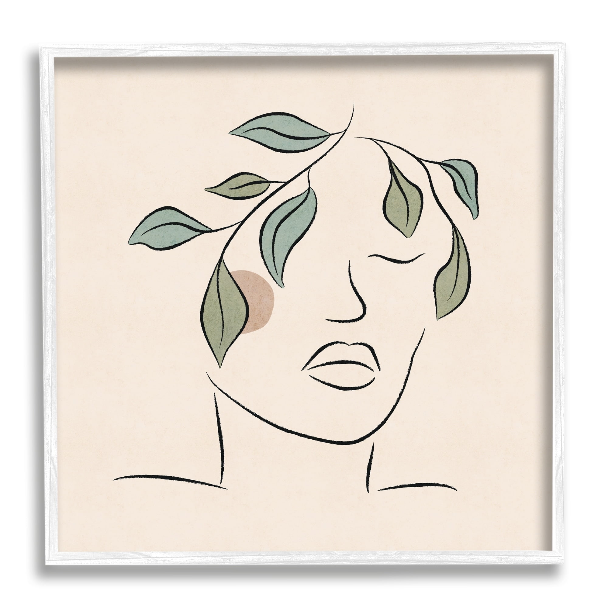 Stupell Industries Blushing Woman Face Botanical Outline Doodle Drawing Graphic Art White Framed Art Print Wall Art, Design by JJ Design House LLC