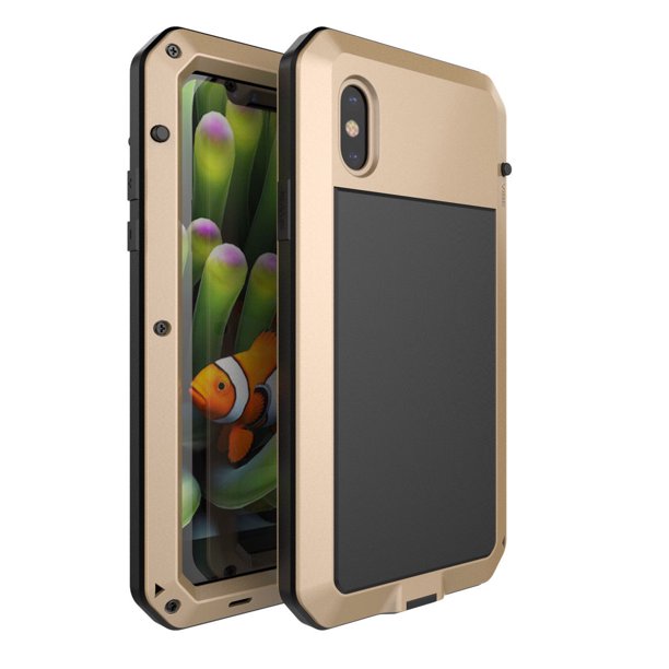Iphone X Case Waterproof Shockproof Heavy Duty Aluminum Gorilla Glass Metal Full Body Hard Case Cover For Apple Iphone X Gold Walmart Com Walmart Com