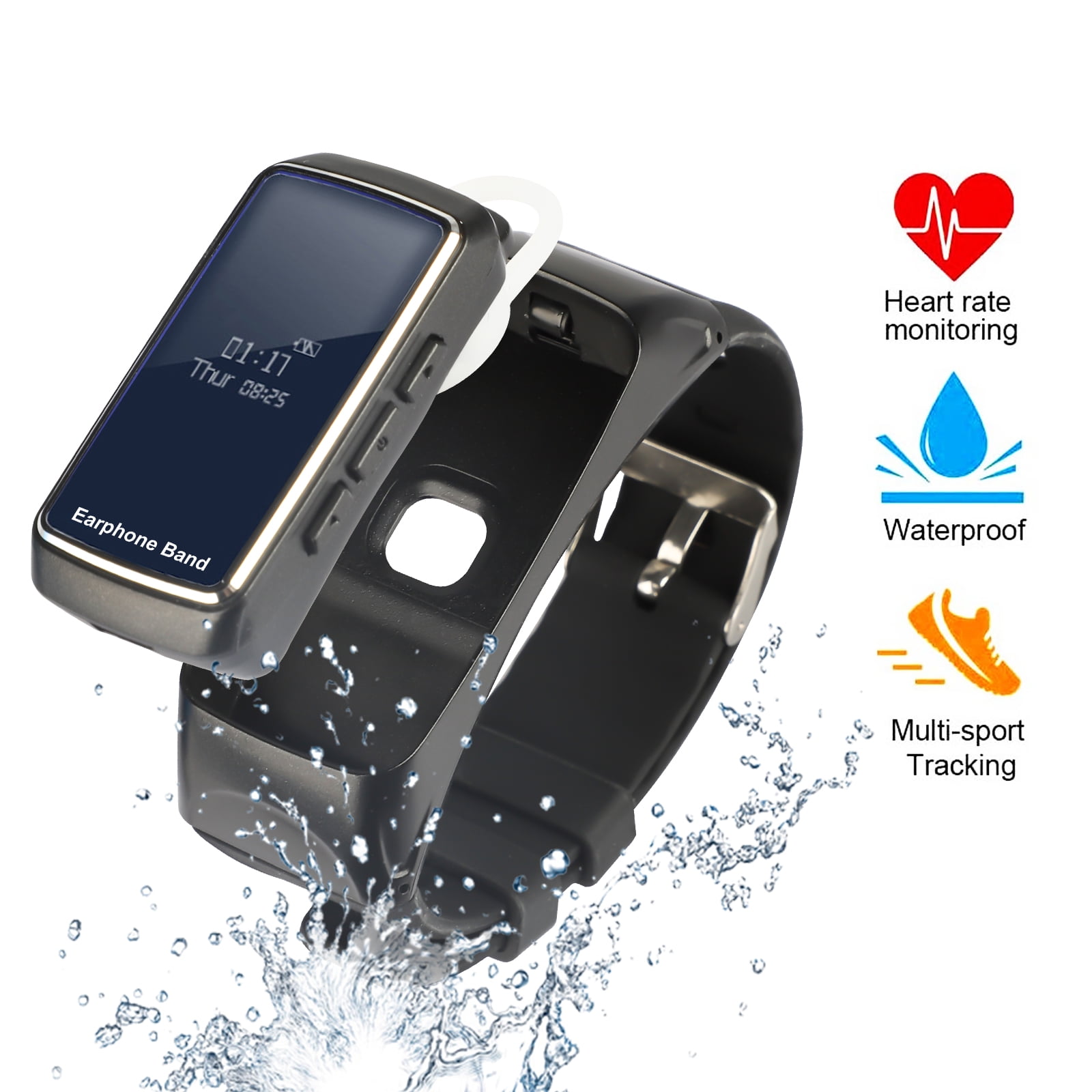 Bluetooth Headset Smart Bracelet 2 in 1, Smart Watch w/Bluetooth