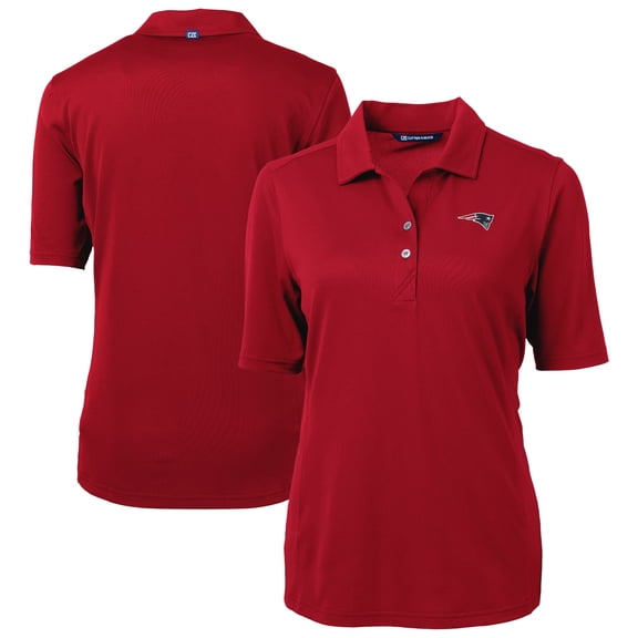 Women's Cutter & Buck Red New England Patriots Virtue Eco Pique Recycled DryTec Polo