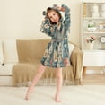 thumbnail image 3 of FORMRS Niños Bathrobe Unisex Hooded Robe Soft Plush Pajamas Sleepwear, Size 7-9T, Flowers Cat, 3 of 7