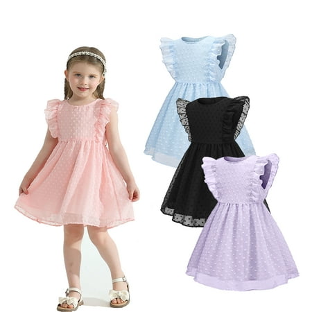 

18M-6T Baby Girls Tulle Dress Toddler Kids Ruffle Lace Sleeveless Casual Party Dresses