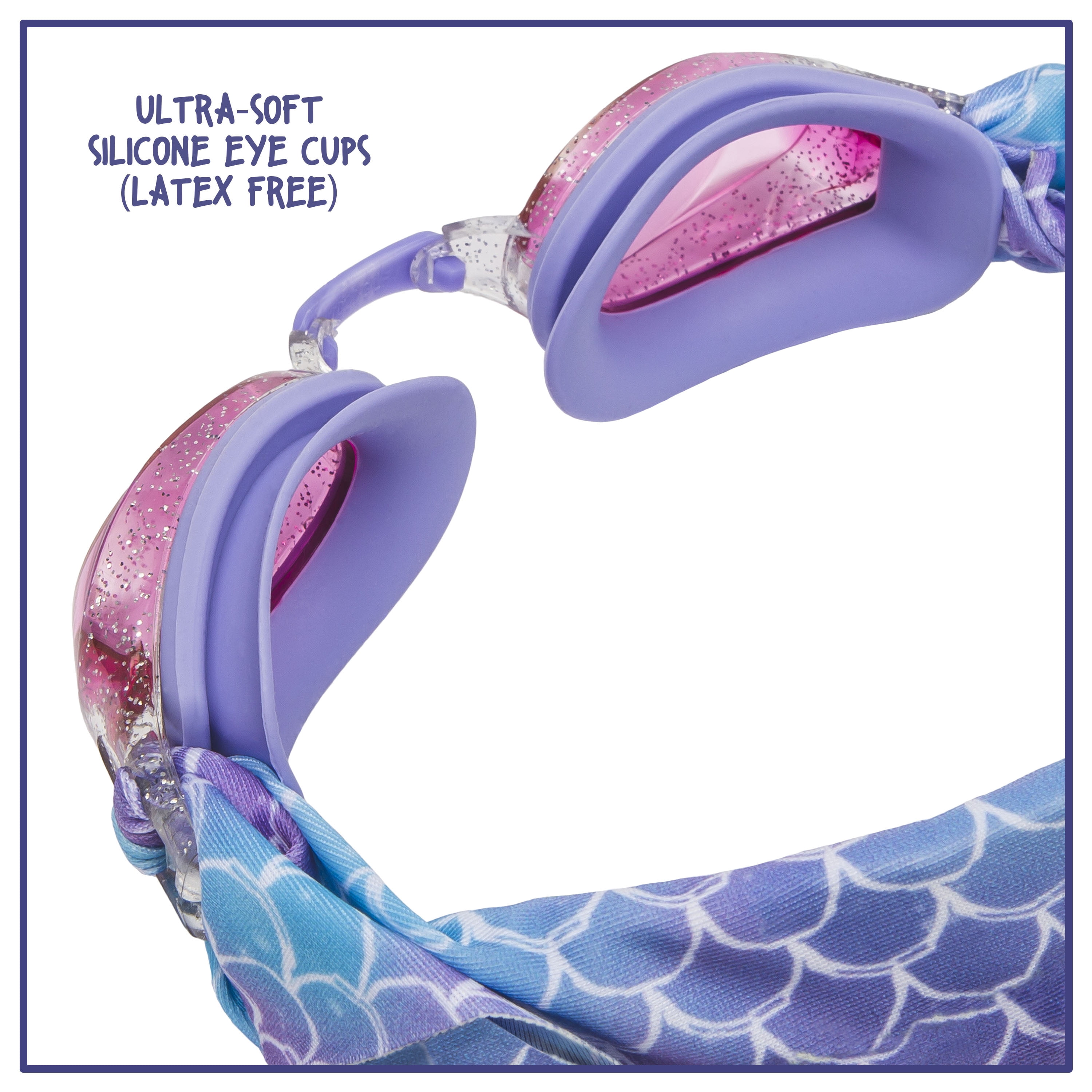 EyePop Mermaid Fabric Strap Goggles for Children, Blue/Purple Unisex, One Size Fits Most