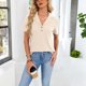 thumbnail image 5 of Xuyuer Womens Short Sleeve Collared Polo Tops V Neck Button Down Fitted Shirts Casual Fashionable Top, 5 of 9