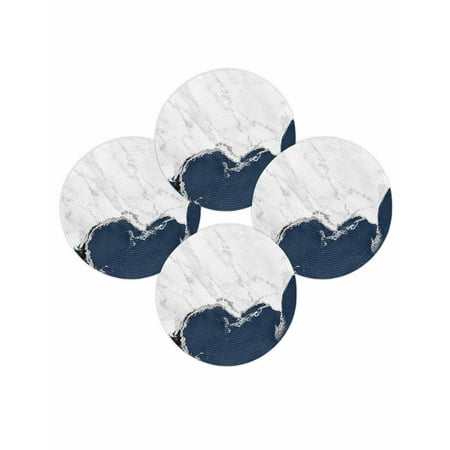 Round Placemats Set of 4 Navy Blue Marble Place Mats Washable Woven Placemat White Modern Abstract Art Luxury Fluid Circle Braided Table Mat for Kitchen Dining Table Party Home Decor 15 Inch Round Placemats Set of 4 Navy Blue Marble Place Mats Washable Woven Placemat White Modern Abstract Art Luxury Fluid Circle Braided Table Mat for Kitchen Dining Table Party Home Decor 15 Inch