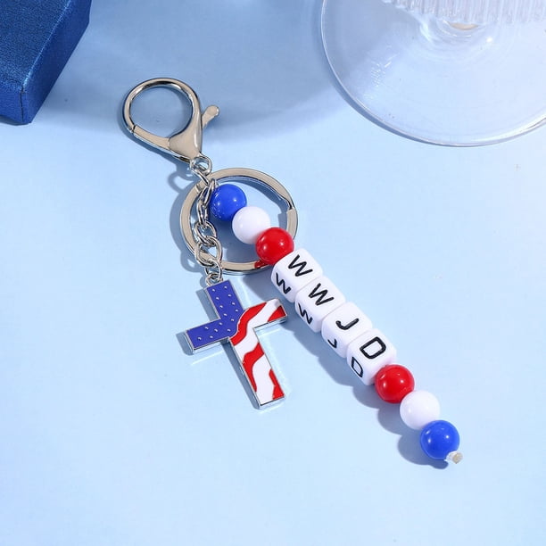 Acrylic Letter Beaded Keychain Pendant