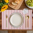 thumbnail image 2 of Placemat Red Stripes Placemats for Dining Table Red Beige Vertical Striped Washable Table Mats for Party Kitchen Dining Decoration, 2 of 7