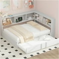 thumbnail image 2 of JERFIT Metal Full Size Daybed with Trundle Storage Cabinets and USB Ports White, 2 of 10