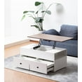 thumbnail image 4 of Luna 45.5" White Coffee Table with Walnut Lift Top, 2 Drawers & Shelves, 4 of 13