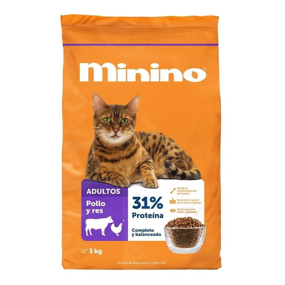 Alimento para gatos Minino Adultos pollo y res 3 kg