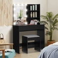 thumbnail image 6 of SIKEY Vanity Table Set with LED Lights, 2 Drawers and Shelves, Black, 6 of 7