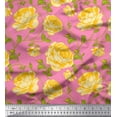 thumbnail image 1 of Soimoi Tissu en Coton Canard Feuilles & Roses Imprimés Floraux au Mètre 56 Pouces de Large, 1 of 3