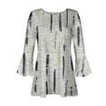 thumbnail image 4 of CEHVOM T-Shirt Mode Femme Imprimé Décontracté Col en V Manches 3/4 Blouse Tops Liquidation, 4 of 5